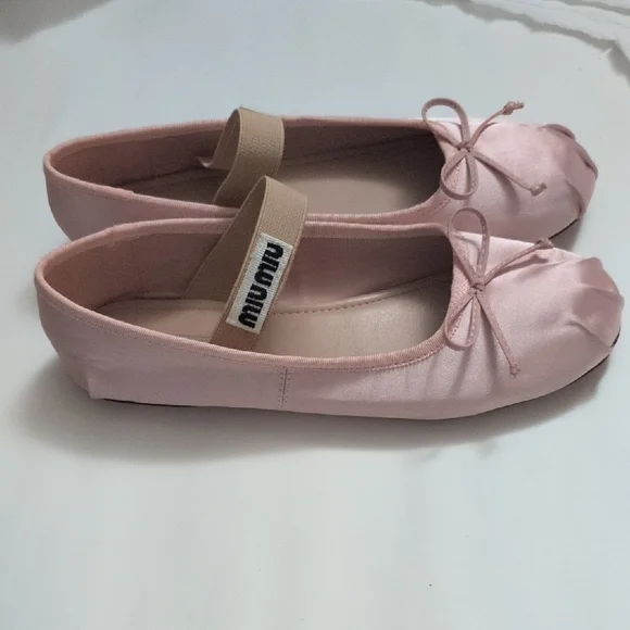 Miu Miu Pink Satin Ballet Flats - Picture 13 of 16